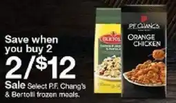 Target Pf Chang's & Bertolli frozen meals oferta