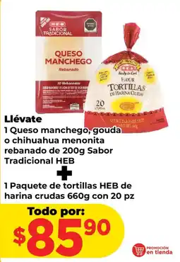 HEB H-E-B Queso manchego, gouda o chihuahua menonita oferta