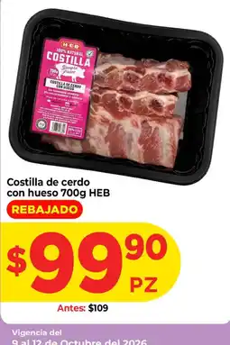 HEB HEB costilla de cerdo con hueso oferta