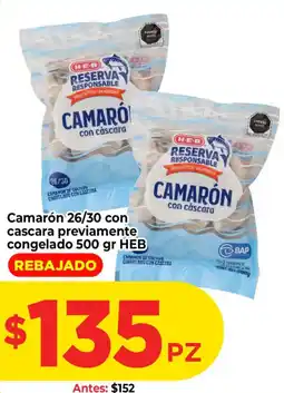 HEB H-E-B camarón con cáscara oferta