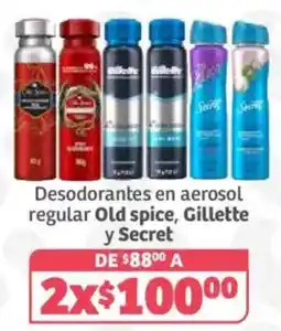 Soriana Híper Desodorantes en aerosol regular Old spice, Gillette y Secret oferta