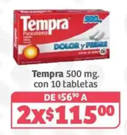 Soriana Híper Tempra 500 mg. con 10 tabletas oferta