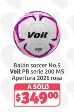 Soriana Híper Voit balón soccer No.5 PB serie 200 MS Apertura 2026 rosa oferta