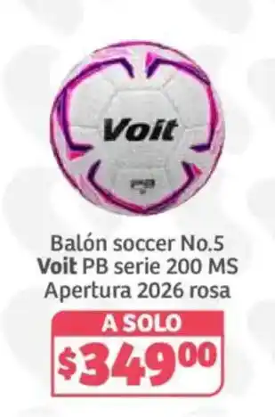 Soriana Híper Voit balón soccer No.5 PB serie 200 MS Apertura 2026 rosa oferta