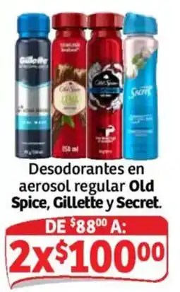 Soriana Híper Desodorantes en aerosol regular Old Spice, Gillette y Secret oferta
