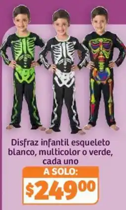 Soriana Híper Disfraz infantil esqueleto blanco, multicolor o verde oferta