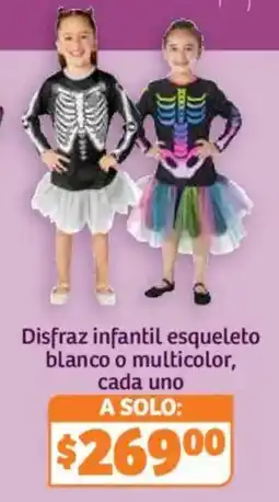 Soriana Híper Disfraz infantil esqueleto blanco o multicolor oferta