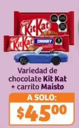 Soriana Híper Kit Kat Variedad de chocolate Kit Kat + carrito Maisto oferta