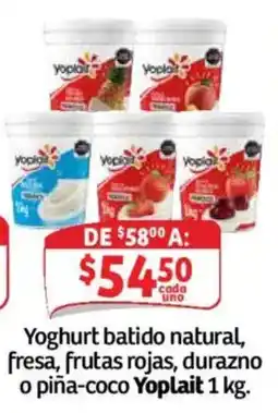 Soriana Híper Yoplait yoghurt batido natural fresa frutas rojas durazno o piña-coco oferta