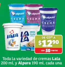 Soriana Híper Toda la variedad de cremas Lala y Alpura oferta