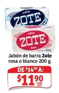 Soriana Híper Zote jabón de barra rosa o blanco oferta