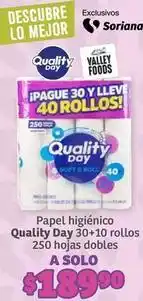 Soriana Híper Quality day - papel higi uevo 30+10 rollos oferta