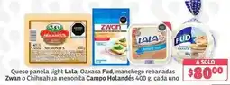 Soriana Híper Zwan - queso panela light, oaxaca, manchego rebanadas, chihuahua menonita oferta