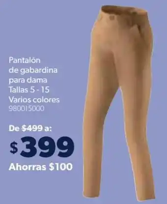 Sam's Club Pantalón de Gabardina para Dama Tallas 5-15 Varios Colores oferta