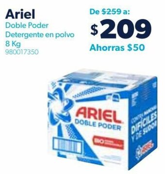 Sam's Club Ariel Doble Poder Detergente en Polvo 8kg oferta