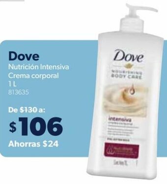 Sam's Club Dove Nutrición Intensiva Crema Corporal 1L oferta