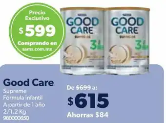 Sam's Club Good Care Supreme Fórmula Infantil 2/1,2kg oferta