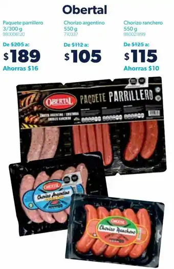 Sam's Club Obertal Paquete Parrillero 3/300g oferta