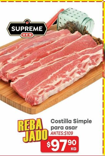 HEB Heb supreme costilla simple c/h de res congelada 1 kg oferta