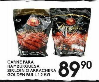 Alsuper Carne para hamburguesa sirloin o arrachera golden bull 1,2kg oferta