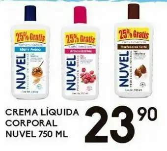 Alsuper Crema liquida corporal nuvel 750ml oferta