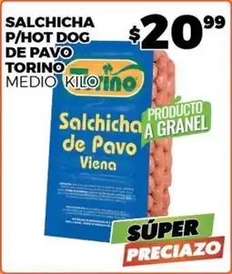 Merco Torino - salchicha p/hot dog de pavo oferta