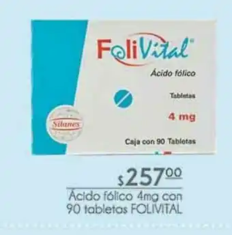 Fresko Acido fólico 4mg con 90 tabletas folivital oferta