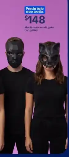 Walmart Media máscara de gato con glitter oferta