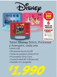 Soriana Híper Disney - tablet stitch, princesas y avengers, cada una oferta