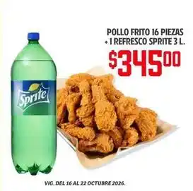 Sprite - pollo frito 16 piezas + refrescante