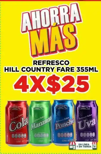 HEB Refresco hill country fare 355ml x4 oferta