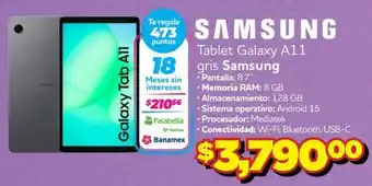 Samsung tablet galaxy a11 gris samsung