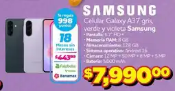 Soriana Mercado samsung celular galaxy a37 gris, verde y violeta samsung oferta
