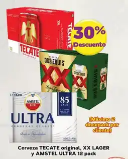 Super Aki Cerveza TECATE original, XX LAGER y AMSTEL ULTRA 12 pack oferta
