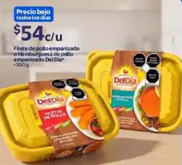 Walmart DelDia filete de pollo empanizado o hamburguesa de pollo empanizado oferta
