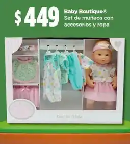 Bodega Aurrerá Baby Boutique Set de muñeca con accesorios y ropa oferta