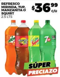 Merco refresco mirinda, 7up, manzanita o squirt oferta