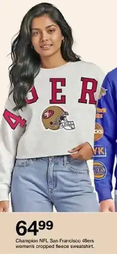 Target Champion nfl san francisco 49ers women's cropped fleece sweatshirt oferta