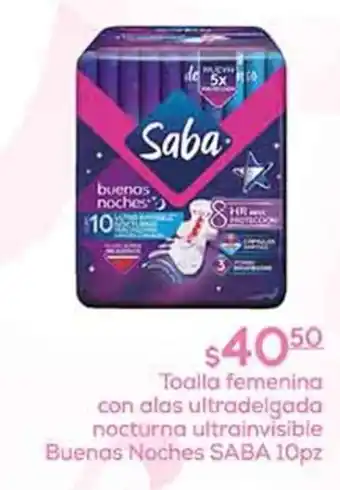 Saba Toalla femenina con alas ultradelgada nocturna ultrainvisible