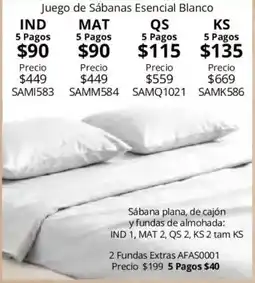 Colchas Concord Juego de Sábanas Esencial Blanco oferta
