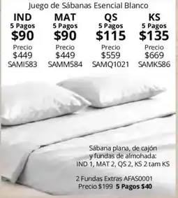 Colchas Concord Juego de Sábanas Esencial Blanco oferta