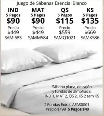 Juego de Sábanas Esencial Blanco