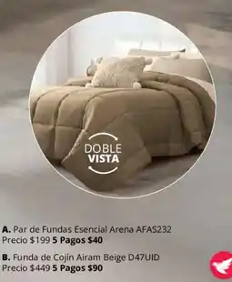 Colchas Concord Doble Vista Par de Fundas Esencial Arena oferta