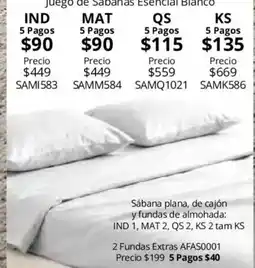 Colchas Concord Juego de Sabanas Esencial Blanco oferta