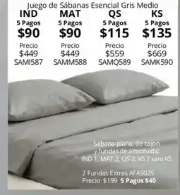 Colchas Concord Juego de Sábanas Esencial Gris Medio oferta