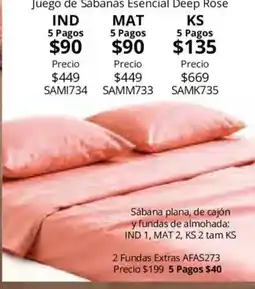 Colchas Concord Juego de Sábanas Esencial Deep Rose oferta