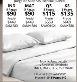Colchas Concord Juego de Sabanas Esencial Blanco oferta