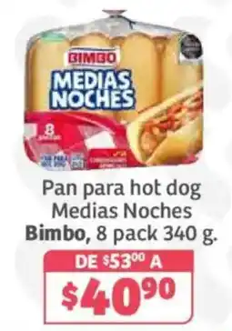 Soriana Híper Bimbo pan para hot dog Medias Noches oferta