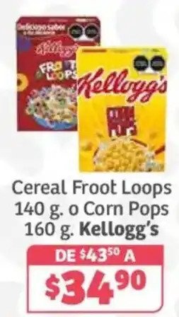Soriana Híper Kellogg's Cereal Froot Loops o Corn Pops oferta