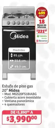 Soriana Híper Midea Estufa de piso gas 20" oferta